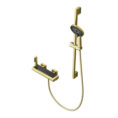 Sistema de ducha de pared de oro cepillado